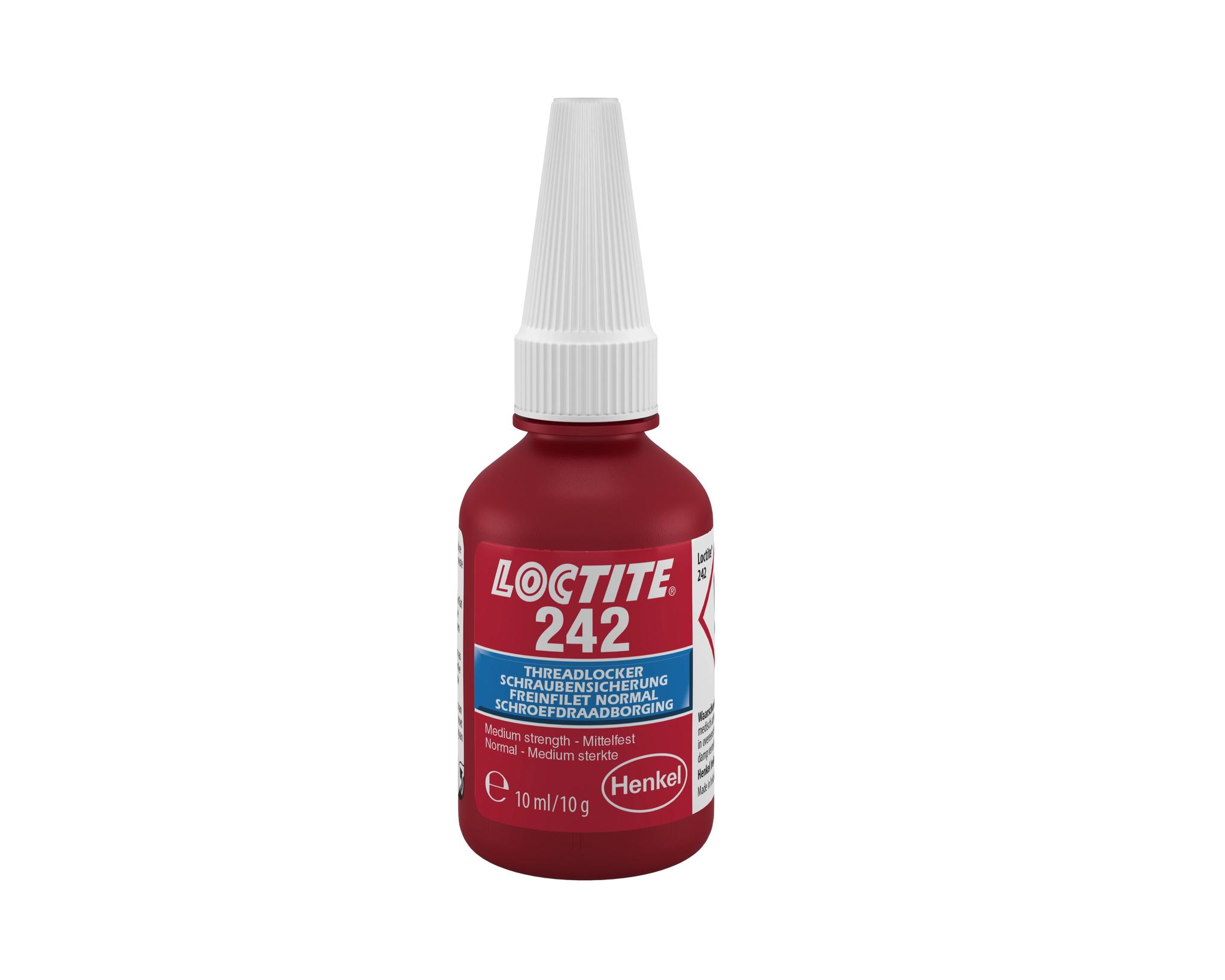 Produktfoto 1 von Loctite 242 Schraubensicherungsklebstoff anaerob Flüssig Blau 10 ml, Mittelfest aushärtend in 12 h