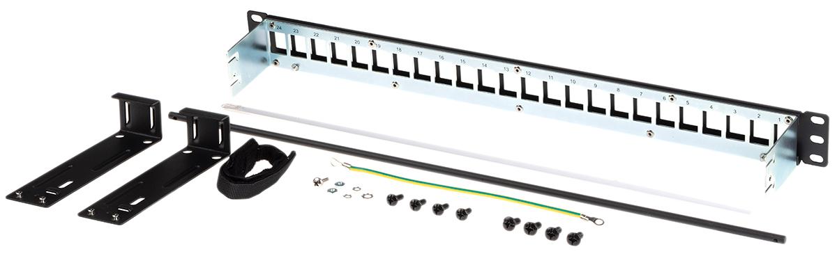 Produktfoto 1 von Belden KeyConnect Serie Keystone-Patchfeld Cat.5e, Cat.6 24 Anschl. Geschirmt, 1U, Schwarz