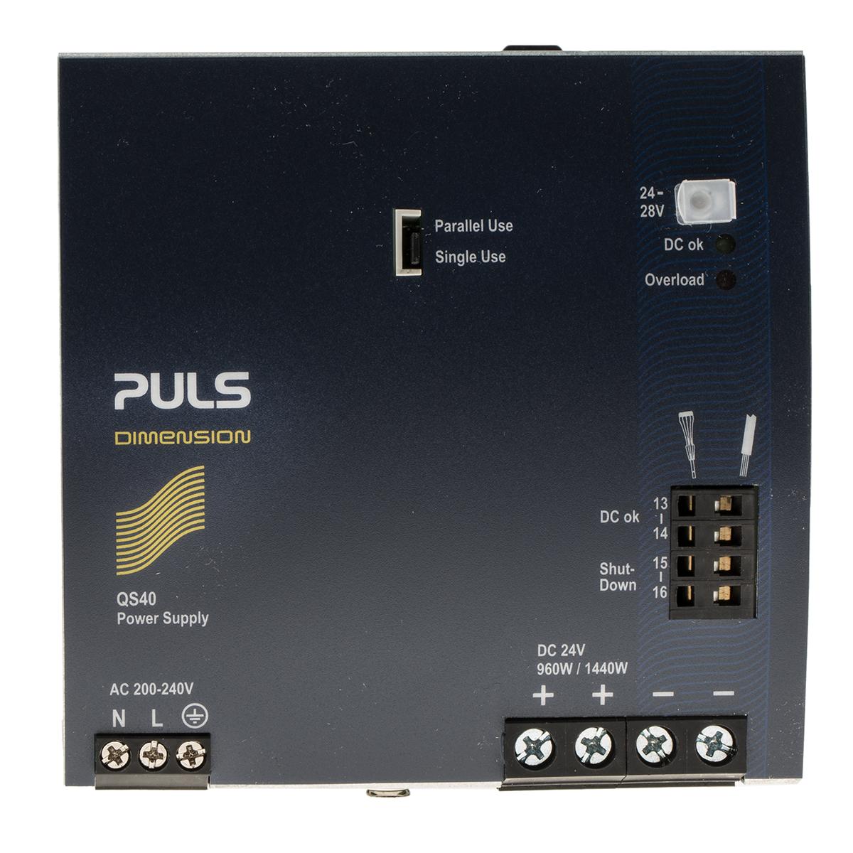 Produktfoto 1 von PULS DIMENSION Q Switch-Mode DIN-Schienen Netzteil 960W, 200 → 240V ac, 24V dc / 40A