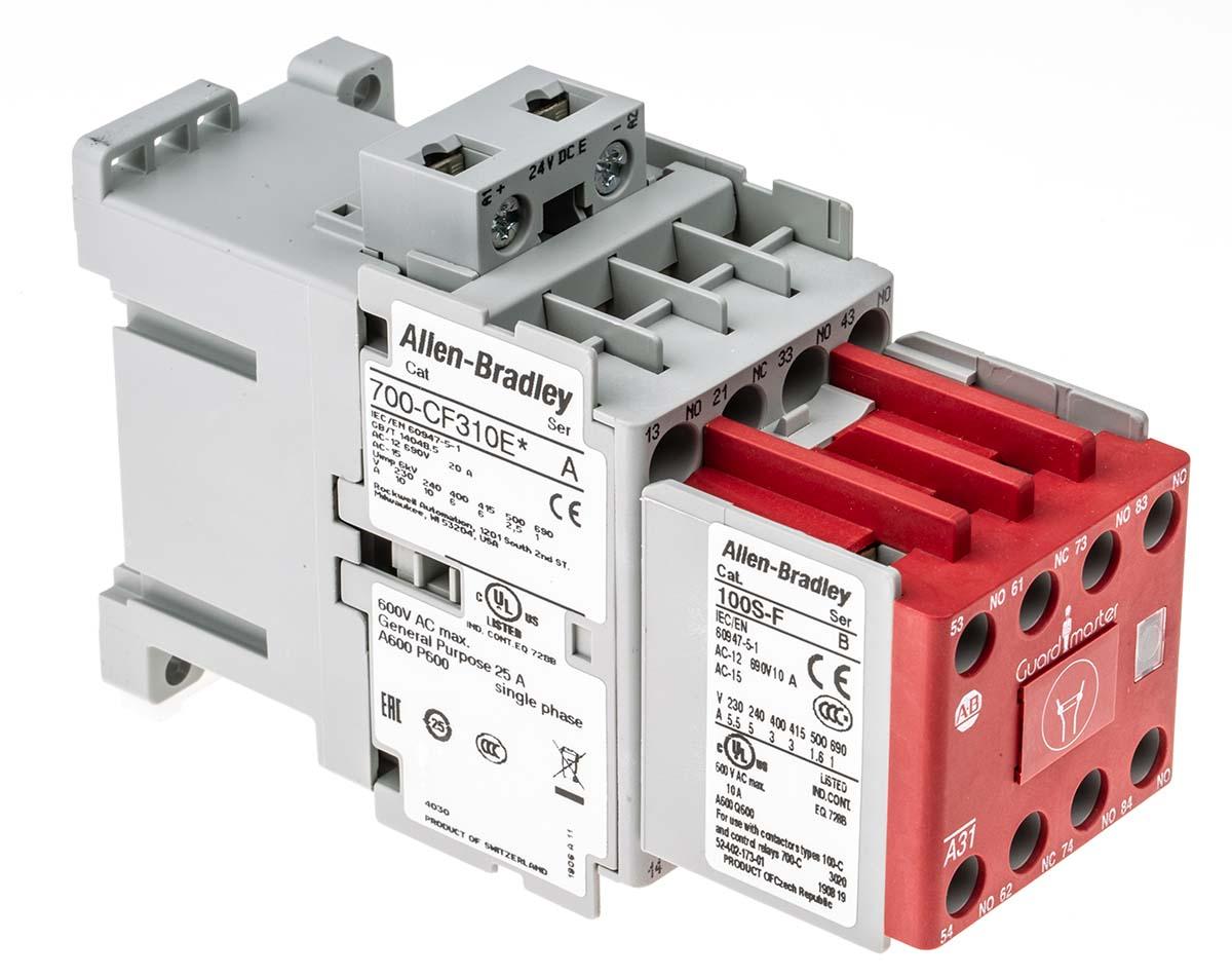 Produktfoto 1 von Allen Bradley 700S-CF Leistungsschütz / 24 V dc Spule, 8 -polig 3 Schließer + 1 Öffner, 690 V ac / 25 A, Sicherheit