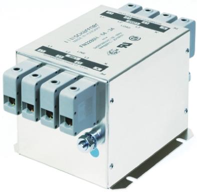 Produktfoto 1 von Schaffner FN 3280 Entstörfilter, 520 V ac, 16A, Flanschmontage 6W, Schraub, 3-phasig 1 mA / 60Hz