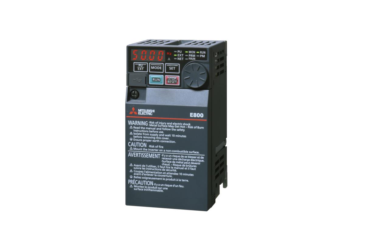 Produktfoto 1 von Mitsubishi FR-E800, 1-Phasen Wechselrichtermodul 0,1 kW, 240 V / 800 mA 50Hz für Induktionsmotor, PM-Motor