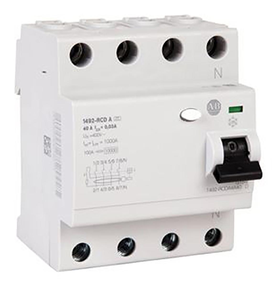 Produktfoto 1 von Allen Bradley 1492-RCDA RCD/FI, 3P+N-polig, 40A, 300mA Typ A