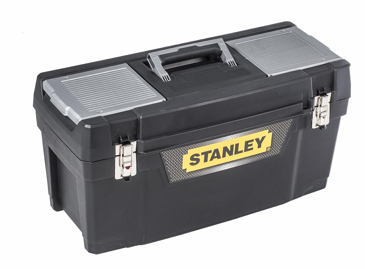 Produktfoto 1 von Stanley Kunststoff Werkzeugbox Schwarz, 1 Schublade, L. 635mm B. 292mm H. 635mm, 2.6kg, Schlossfalle