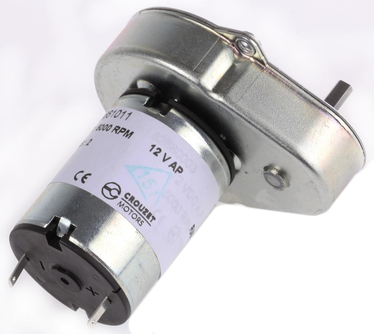 Crouzet Bürsten-Getriebemotor bis 50 Ncm, 12 V dc / 3 W, Wellen-Ø 4mm, 54.2mm x 61.3mm