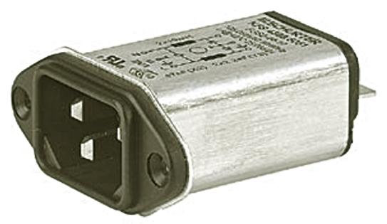 Produktfoto 1 von Schurter C14  IEC Filter Stecker , 250 V ac / 4A, Tafelmontage / Lötanschluss