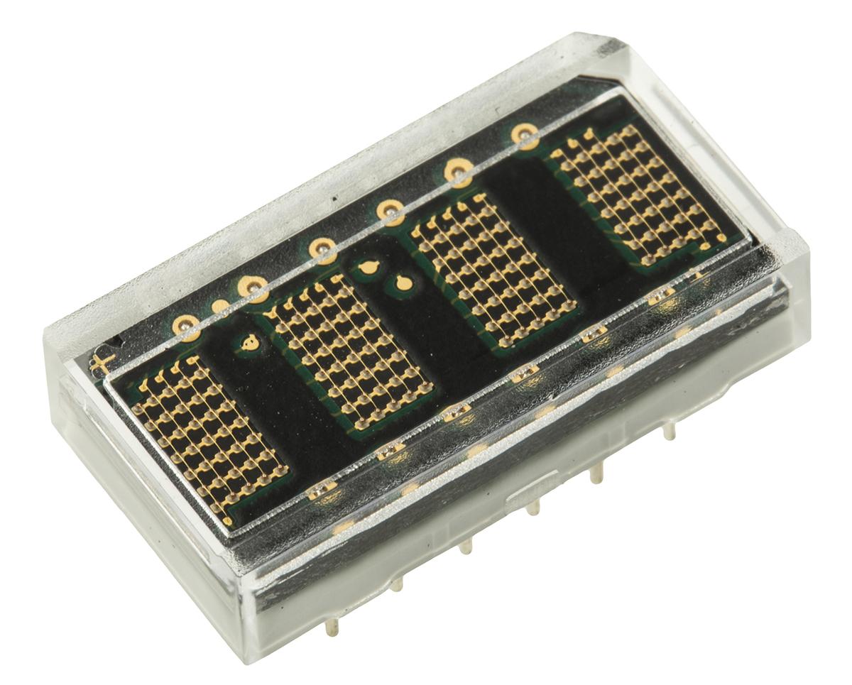 Broadcom LED-Anzeige Punktmatrix 4-Digit, Grün 574 nm Zeichenbreite 2.5mm Zeichenhöhe 4.6mm Durchsteckmontage