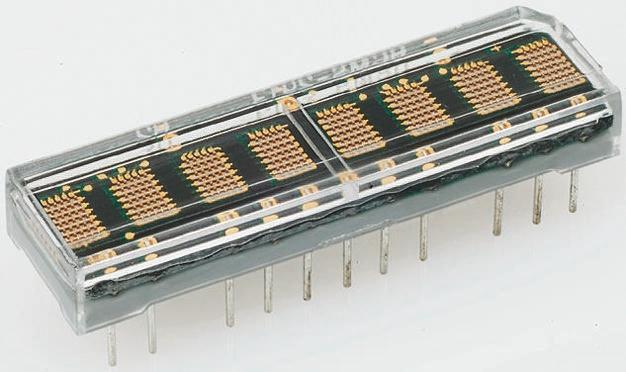 Broadcom LED-Anzeige Punktmatrix 8-Digit, Grün 574 nm Zeichenbreite 2.5mm Zeichenhöhe 4.6mm THT