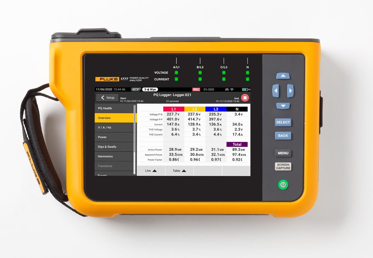 Produktfoto 1 von Fluke 1777/BASIC, 3-Phasen Netzqualitätsanalysator 1500mW, 1000V dc / 6000A, ISO-kalibriert