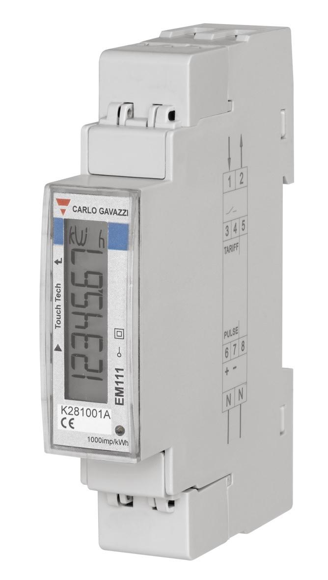 Produktfoto 1 von Carlo Gavazzi EM111 Energiemessgerät LCD 91.5mm x 17.5mm, 7-stellig / 1-phasig