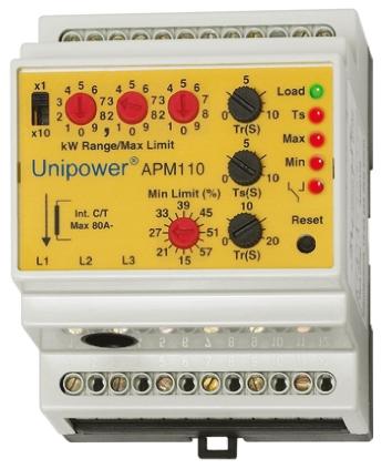 Produktfoto 1 von Unipower APM Motormanagement, 80 A Last-Kontrollgerät 3 Eingänge 230 V ac 2-Ausg. 70mm x 86mm mit Stromwandler