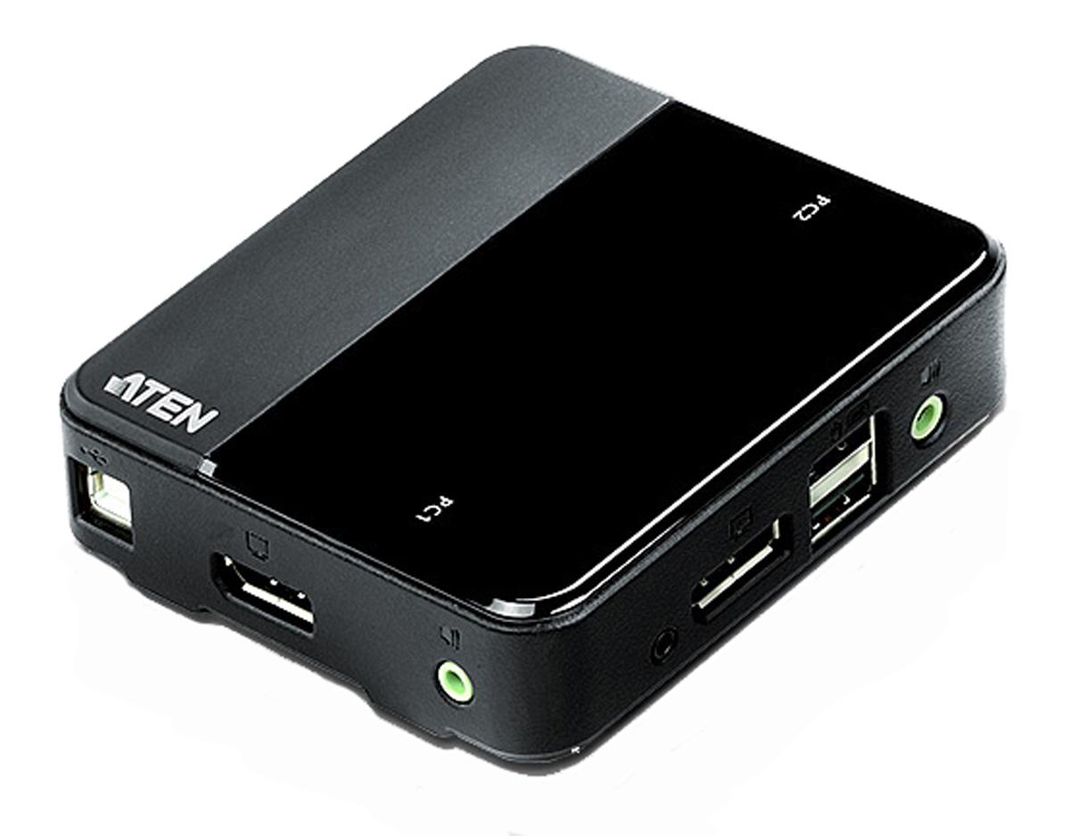 Produktfoto 1 von Aten KVM-Switch 2-Port DisplayPort USB 3,5 mm Stereo 93.7 x 93 x 26.8mm