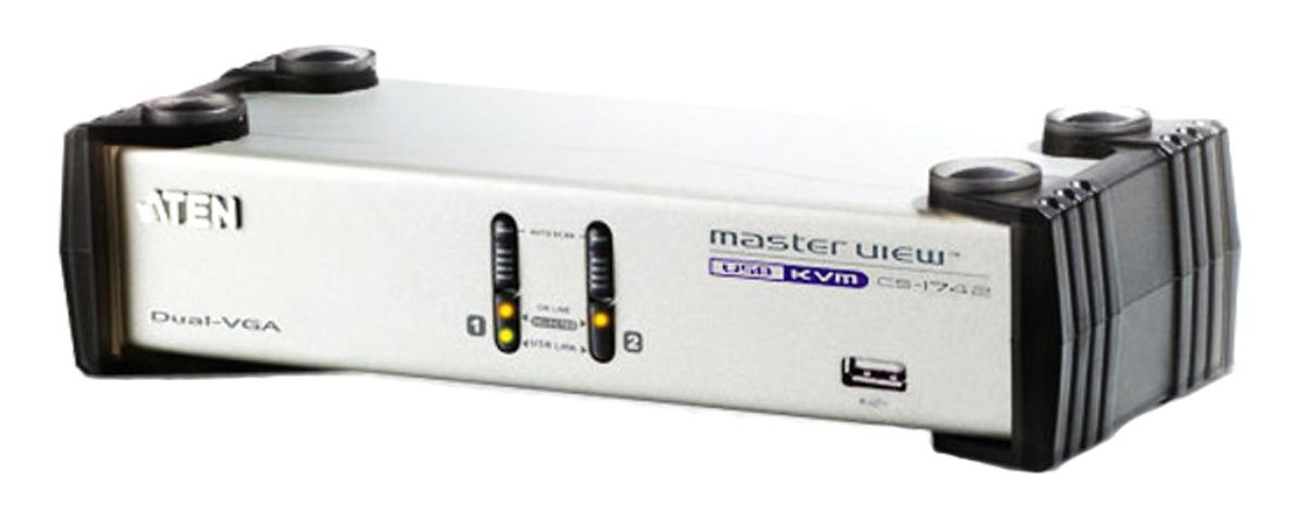 Produktfoto 1 von Aten KVM-Switch 2-Port VGA USB 3,5 mm Stereo 210 x 88 x 55.5mm