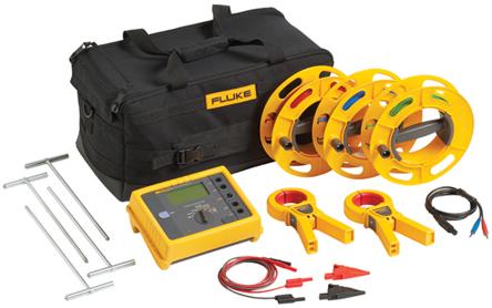 Produktfoto 1 von Fluke FLUKE-1623-2 KIT Erdungsprüfgeräte Satz, mit Batterien, Kabelrolle x 3, Tragetasche, Erdungseinsatz x 4,