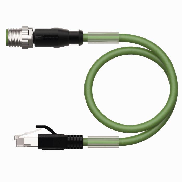 Produktfoto 1 von Turck Ethernetkabel Cat.5e, 15m, Grün Patchkabel, A M12 Aluminiumfolie mit einer Geflechtabschirmung aus verzinntem