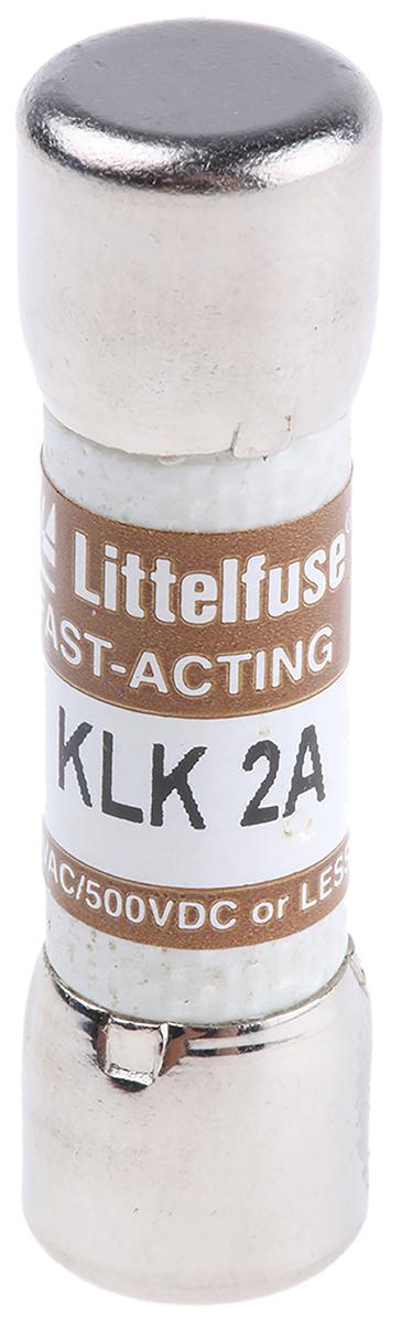 Produktfoto 1 von Littelfuse KLK Feinsicherung F / 2A 10 x 38mm 500 V dc, 600V ac Melamin