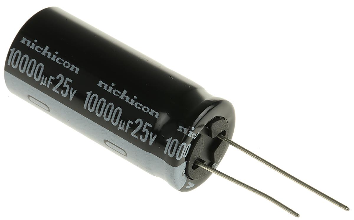 Produktfoto 1 von Nichicon VY, THT Aluminium-Elektrolyt Kondensator 10000μF ±20% / 25V dc, Ø 18mm x 40mm, bis 105°C