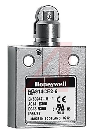 Produktfoto 1 von Honeywell 14CE, 914CE Endschalter, Rollenstößel, 1-poliger Wechsler, Schließer/Öffner, IP66, IP67, IP68, Zinkdruckguss,