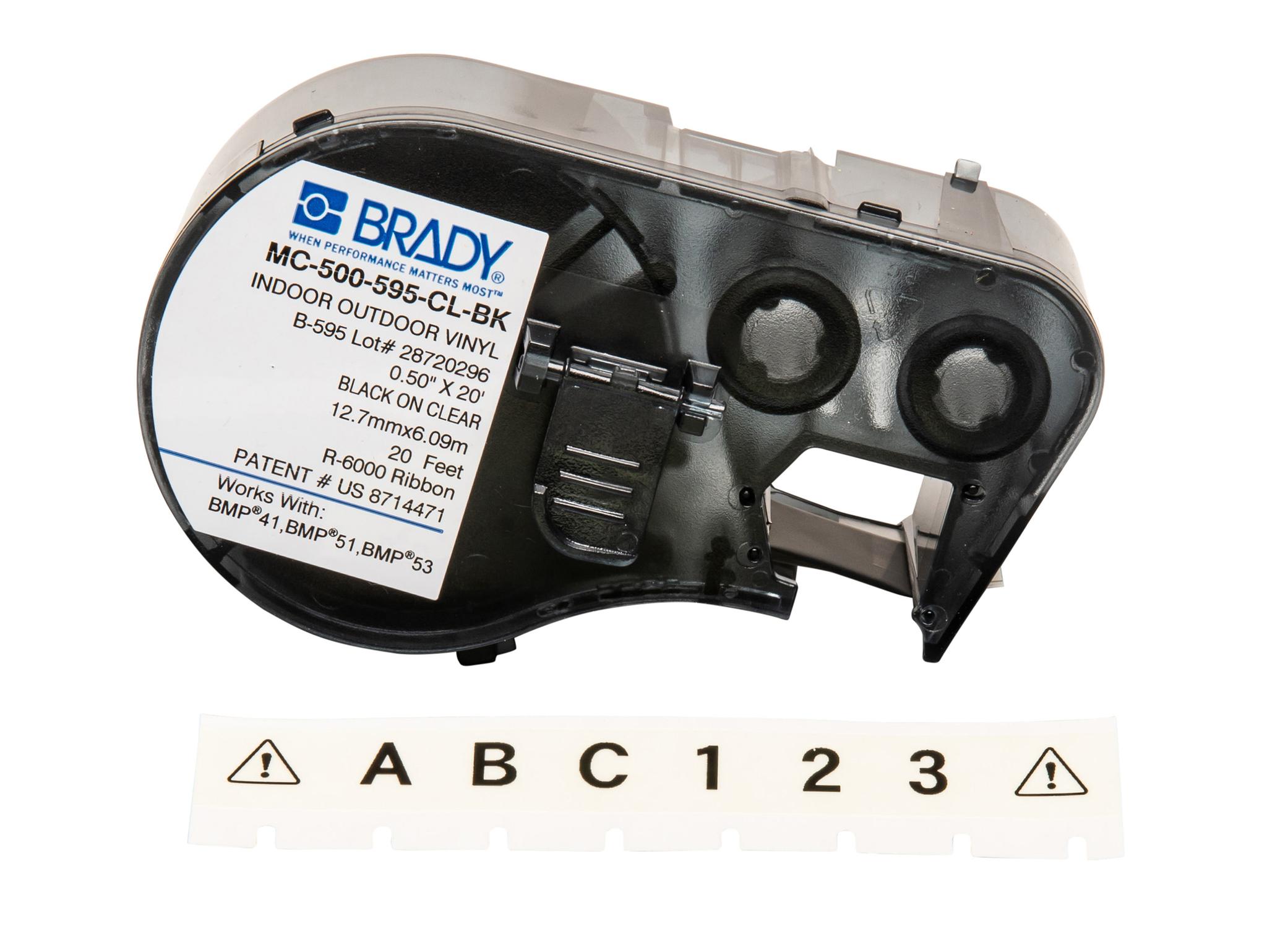 Produktfoto 1 von Brady B-595 Vinyl Beschriftungsband Schwarz für BMP41, BMP51, BMP53 auf Transparent