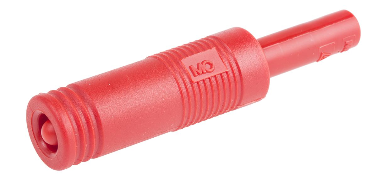 Produktfoto 1 von Stäubli 4 mm Bananenstecker Rot, Kontakt vernickelt, 30 V, 60V dc / 25A Press Fit