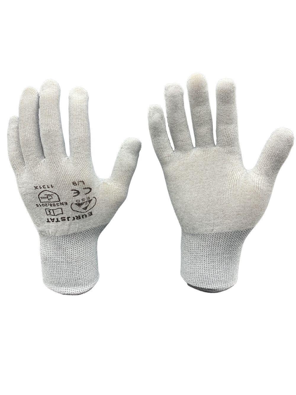 Produktfoto 1 von EUROSTAT Antistatische Handschuhe, Größe 7, S, Allgemeine Anwendungen, Polyester Grau 1Paar Stk.