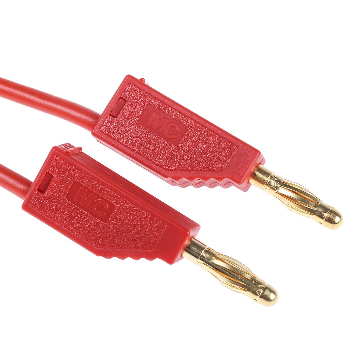 Produktfoto 1 von Staubli Messleitung 4mm Stecker / Stecker, Rot PVC-isoliert 1m, 30 V ac, 60V dc / 32A