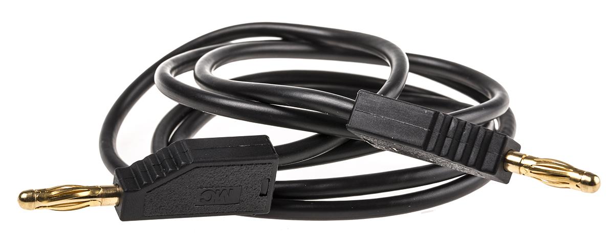 Produktfoto 1 von Staubli Messleitung 4mm Stecker / Stecker, Schwarz PVC-isoliert 1m, 30 V ac, 60V dc / 32A