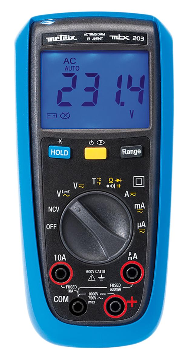 Produktfoto 1 von Metrix MTX203 HandDigital Multimeter, CAT III 750V ac / 10A ac, 60MΩ