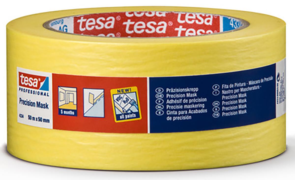 Produktfoto 1 von Tesa 4334 Papier Abdeckband Gelb, Stärke 0.09mm Acryl-Kleber 50mm x 50m