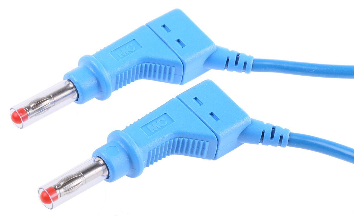 Produktfoto 1 von Staubli Messleitung 4mm Stecker / Stecker, Blau Silikon-isoliert 2m, 600V / 32A CAT II 600V