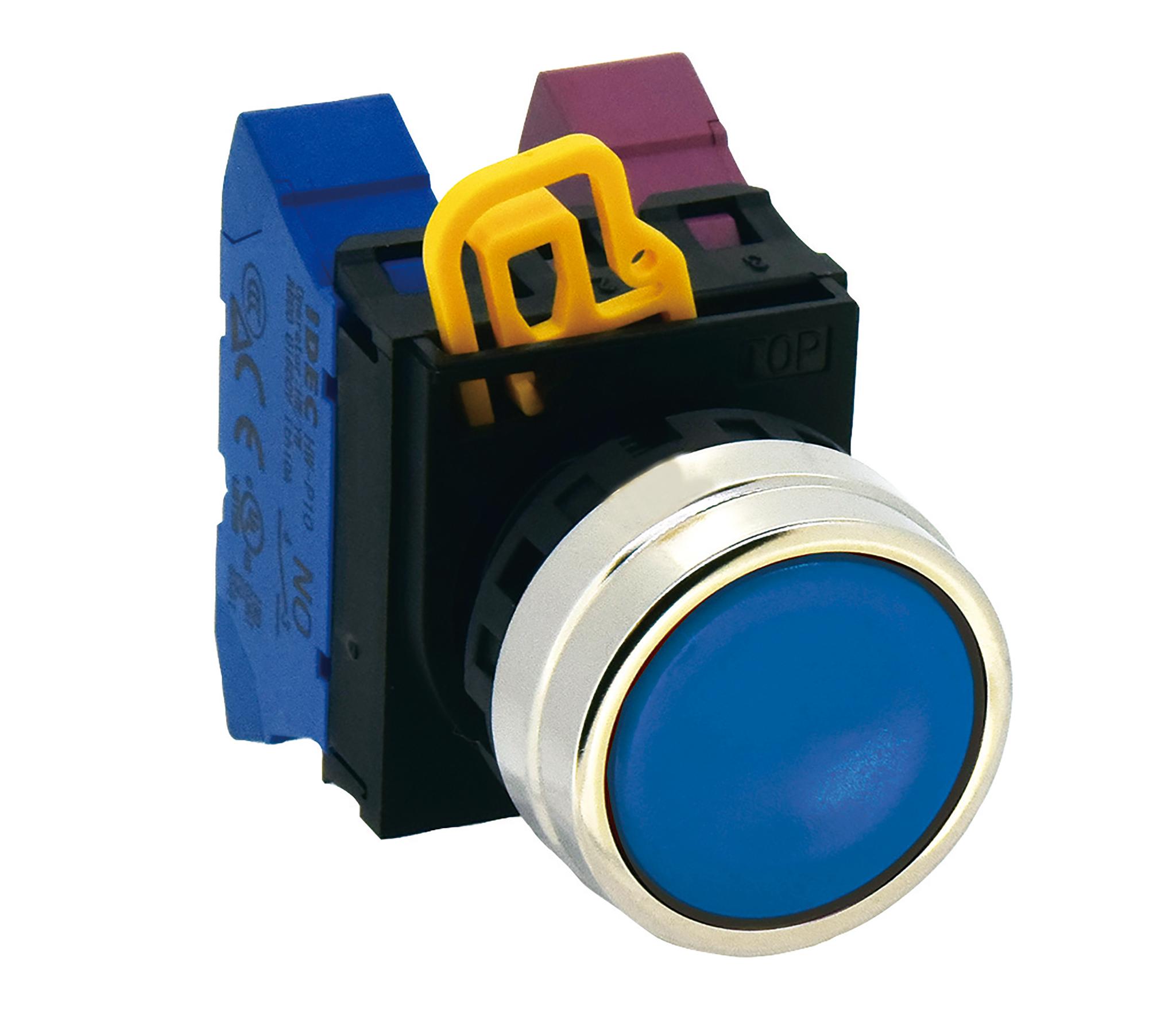 Produktfoto 1 von Idec YW4B Drucktastenkopf Ø 22mm, Blau Rastend Rund, IP65