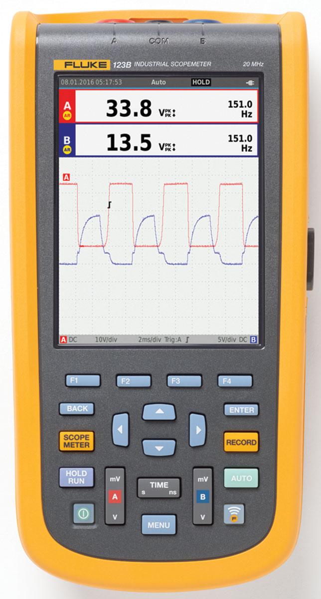 Fluke 123B Handheld Oszilloskop 2-Kanal Analog 20MHz, DKD/DAkkS-kalibriert CAN, RS232, RS422, RS485, USB