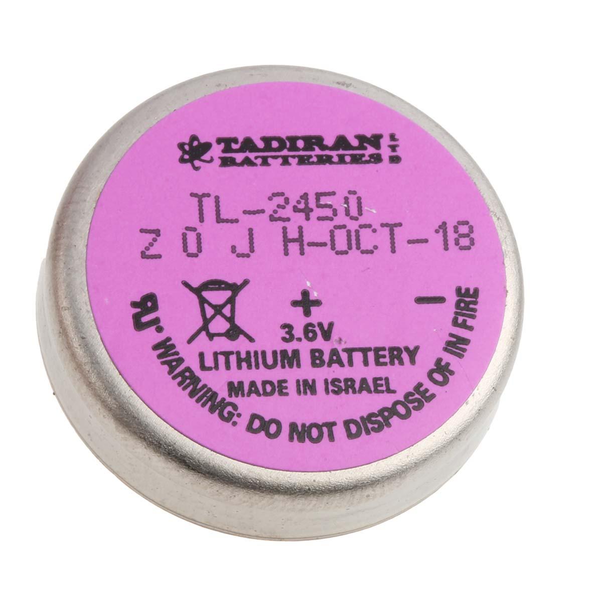 Produktfoto 1 von Tadiran TL2450 CR2450, Li-Thionylchlorid Knopfzelle Ø 24mm 3,6V / 550mAh, mit Löt-Anschluss