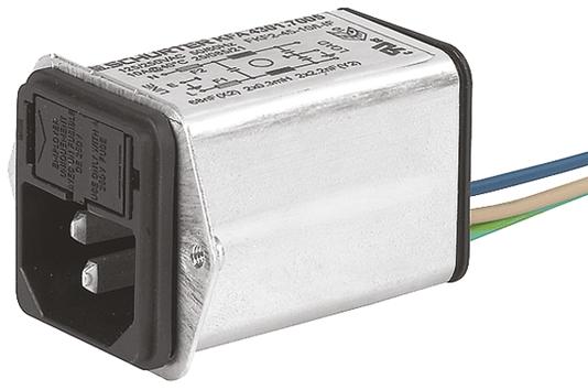 Produktfoto 1 von Schurter C14 IEC-Steckerfilter Stecker 5 x 20mm Sicherung, 125 V ac, 250 V ac / 2A, Tafelmontage / Flachsteck-Anschluss