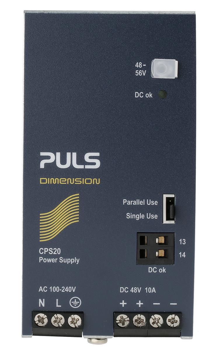 Produktfoto 1 von PULS DIMENSION C-Line Switch-Mode DIN-Schienen Netzteil 480W, 100 → 240V ac, 48V dc / 10A