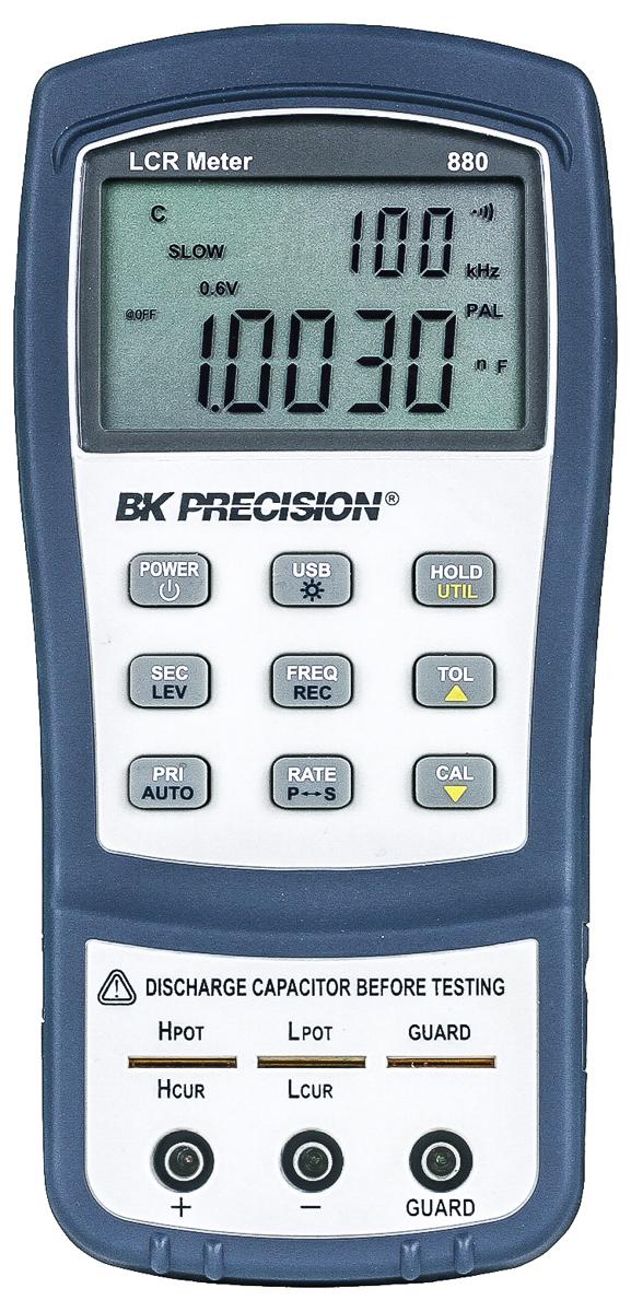 Produktfoto 1 von BK Precision BK880 LCR-Messgerät 20mF 10 MΩ 1000H Batterie 9 V, Handgerät, 100kHz LCD