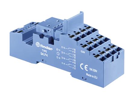 Produktfoto 1 von Finder Relaissockel zur Verwendung mit Relais 55.32, Relais 55.34 94, DIN-Schienen, 250V ac