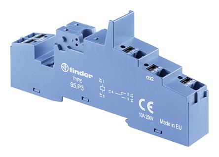 Produktfoto 1 von Finder Relaissockel zur Verwendung mit Relais 40.31, Zeitmodul 86.30 95, DIN-Schienen, 250V ac