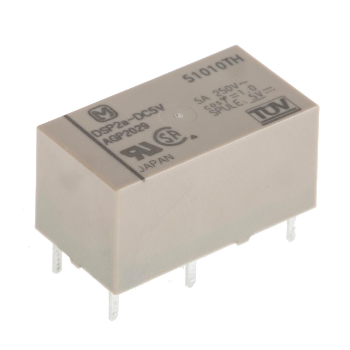 Panasonic  Monostabiles Relais, Printrelais DPST 5A 5V dc Spule / 300mW