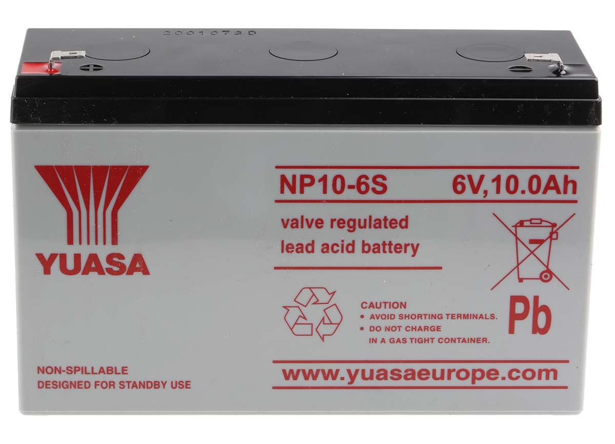 Yuasa YUASA NP Abgedichteter Bleiakku, 6V / 10Ah, Faston 4,8 mm-Anschluss, 97.5 x 151 x 50mm