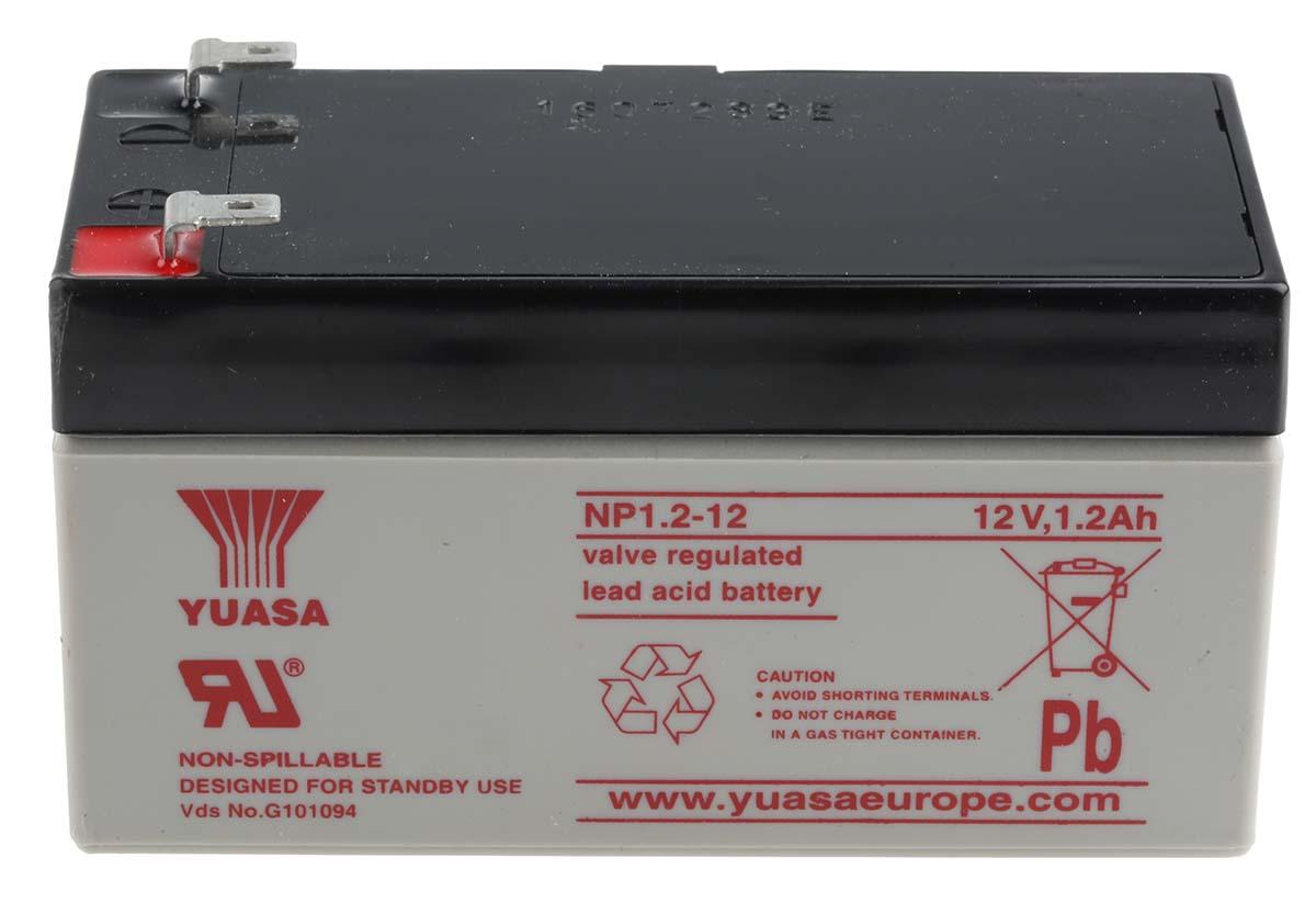 Yuasa YUASA NP Abgedichteter Bleiakku, 12V / 1.2Ah, Faston 4,8 mm-Anschluss, 97 x 48 x 54.5mm