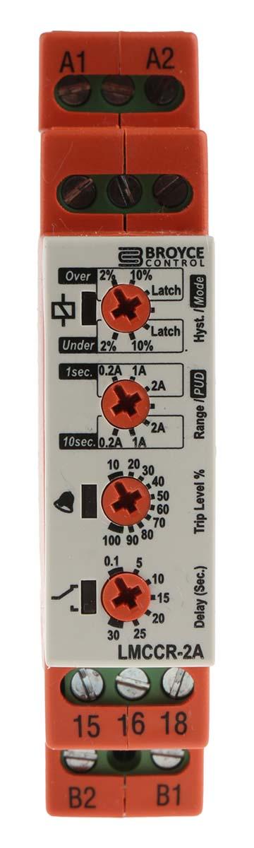 Produktfoto 1 von Broyce Control L Überwachungsrelais, 1-poliger Wechsler 0.2A Überstrom, Unterstrom 0.02A DIN-Schienen