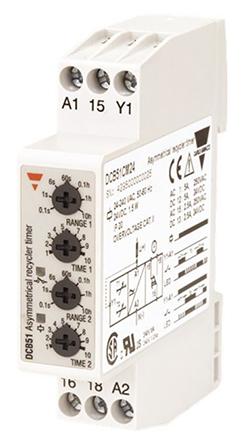 Produktfoto 1 von Carlo Gavazzi Zeitrelais, DIN-Schienen, 0.1 s → 100h, 24 V dc, 24 → 240V ac, 2 Kont. Multifunktion,