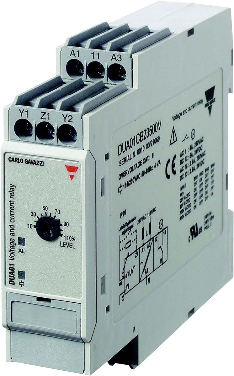 Produktfoto 1 von Carlo Gavazzi DUA01 Überwachungsrelais, für Strom, Spannung 0,4 → 4 V ac, 2 → 20 V ac/dc, 20 → 200