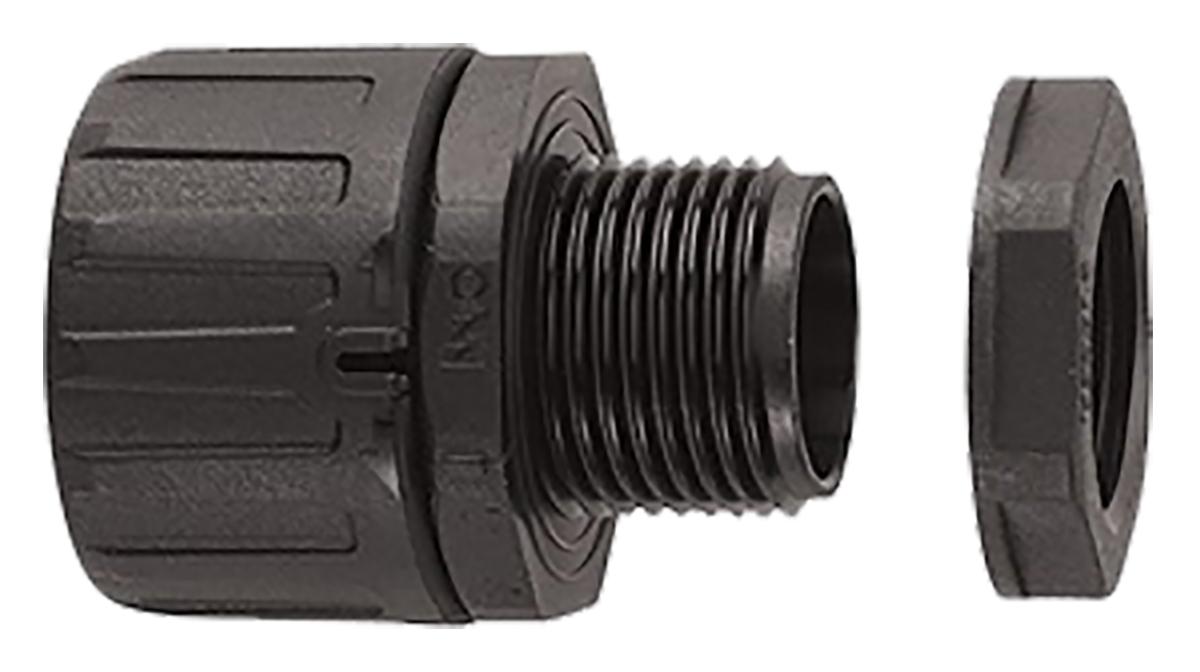 Produktfoto 1 von Flexicon FPA Nylon 66 Kabelrohr Befestigung Verschraubung mit Außengewinde M12 11mm Schwarz Schwarz-Finish IP66