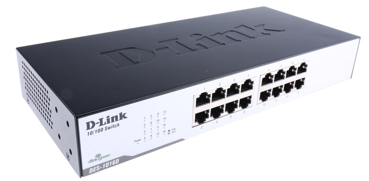 Produktfoto 1 von D-Link DES-1016D Ethernet-Switch Desktop 16-Port Unmanaged 10/100Mbit/s UK 282 x 150 x 44mm