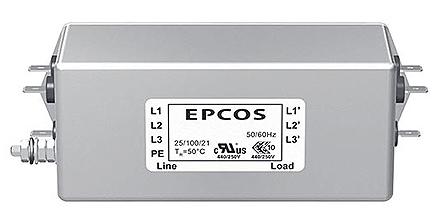 EPCOS B84143A*166 EMV-Filter, 300 V ac, 520 V ac, 10A, Gehäusemontage, Anschlussblock, 3-phasig 3,1 mA / 50 →