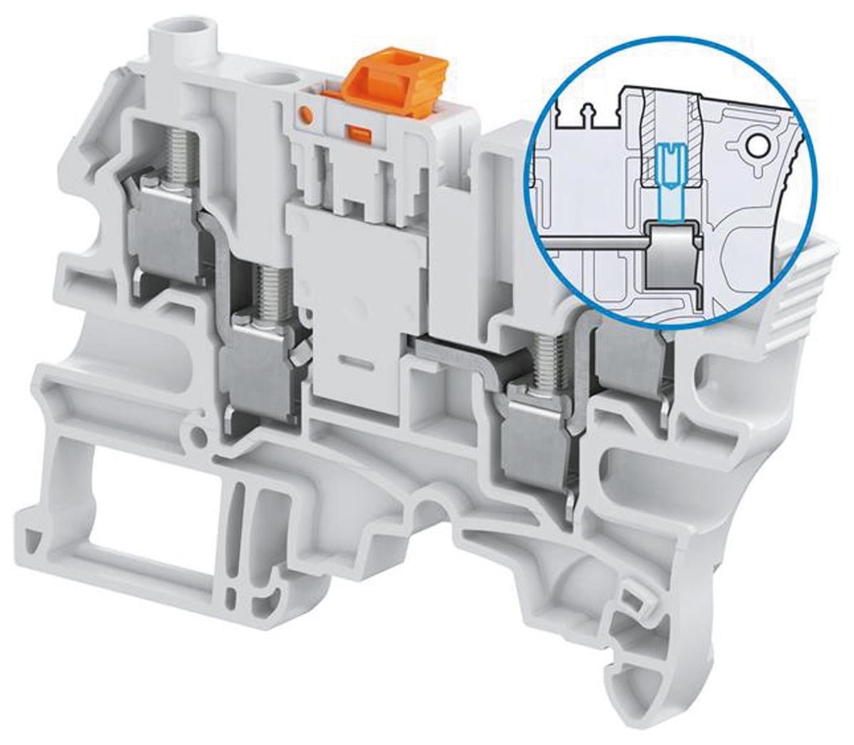 Produktfoto 1 von Entrelec SNK Anschlussklemme für Standard-DIN-Schiene Einfach Grau, 4mm², 500 V ac / 27A, Schraubanschluss