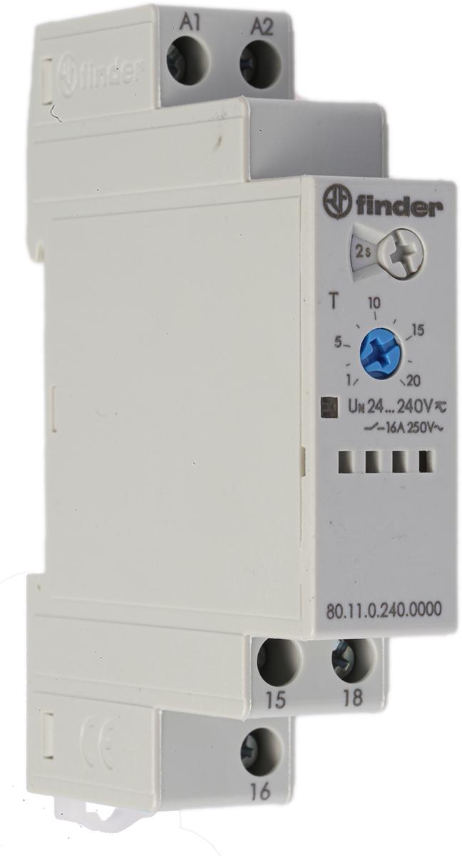 Finder 80 Series Zeitrelais, DIN-Schienen, 0.1 → 20 s, 0.1 → 20 min, 0.1 → 24h, 24 →