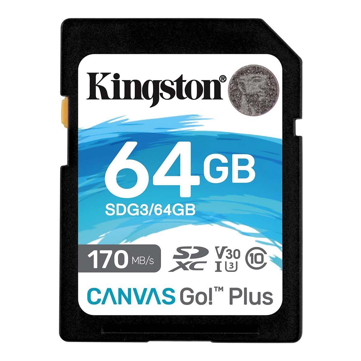 Produktfoto 1 von Kingston Canvas Go! Plus SDXC SD-Karte 64 GB A2, Class 10, U3, UHS-I, V30, 3D TLC